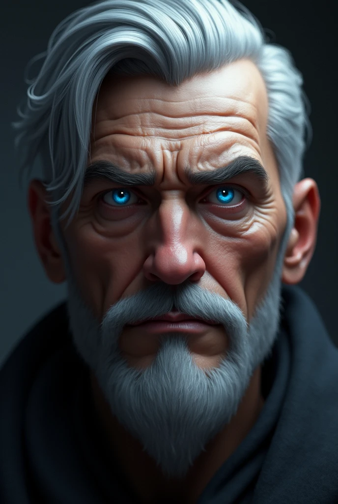White-bearded old man with a fierce expression，The expression is fierce，Fierce expression