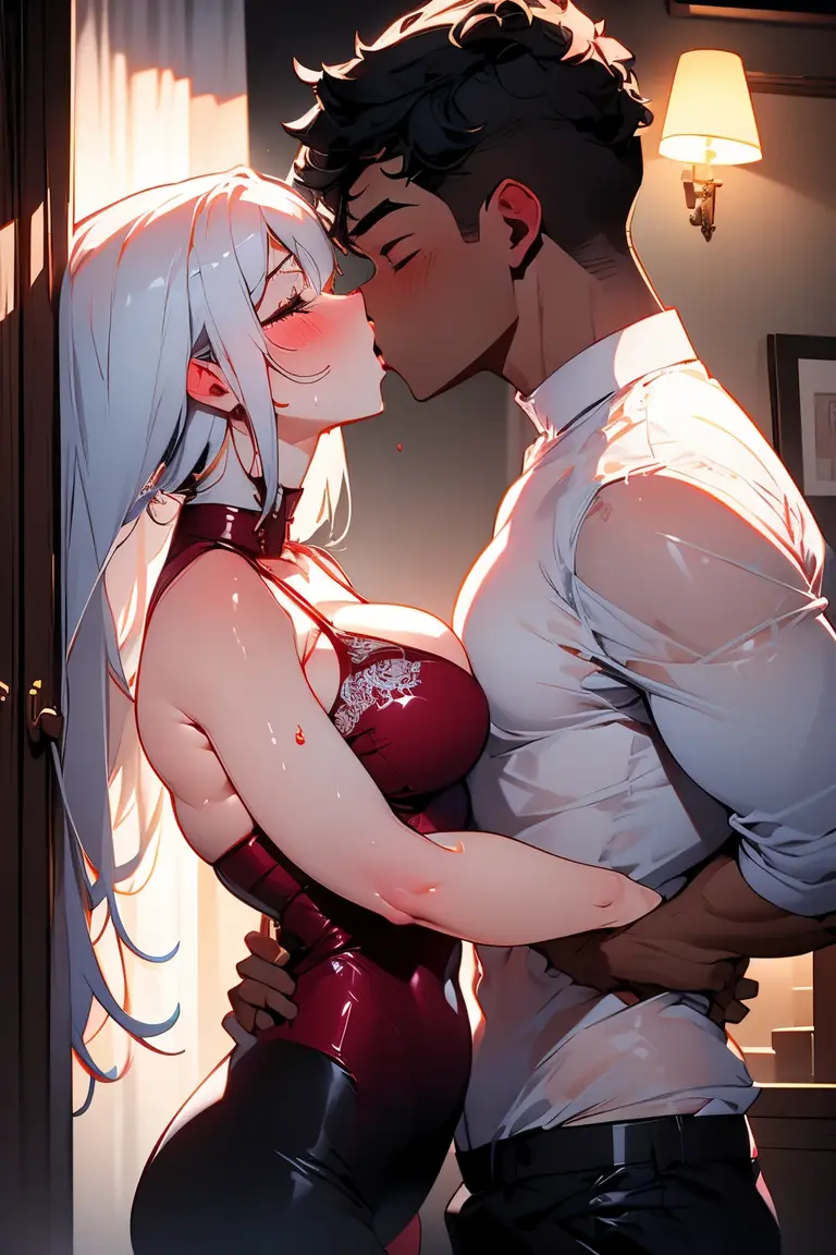 NSFW,masterpiece,Highest quality,High resolution,Very detailed,,Joan of Arc Horta Santa Lily\(Fate/grandorder\),(White Hair),Short Hair,Headpiece,Golden Eyes,Small breasts,Santa costume,White cut-in dress,mini skirt,Black bikini top,Knee socks,Nightlife,In town,Face in love,blush,(Lustful face),Estrus,Molester,sexual harassment,(Prostitute),barker,Seduce,(Young men),Grab your chest,Embrace