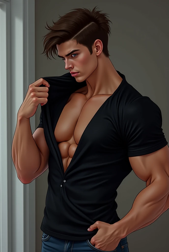((Best Quality, 8K, ultra-detailed, Masterpiece: 1.3)), 1boy, shiny skin, sharp, Perfect Body Beauty, realistic shaded perfect body, (cute baby face:1.1),("underwear, big bulge ":1.2),(dynamic pose:1.1), thigh , bedroom , (bulge focus:1.1)