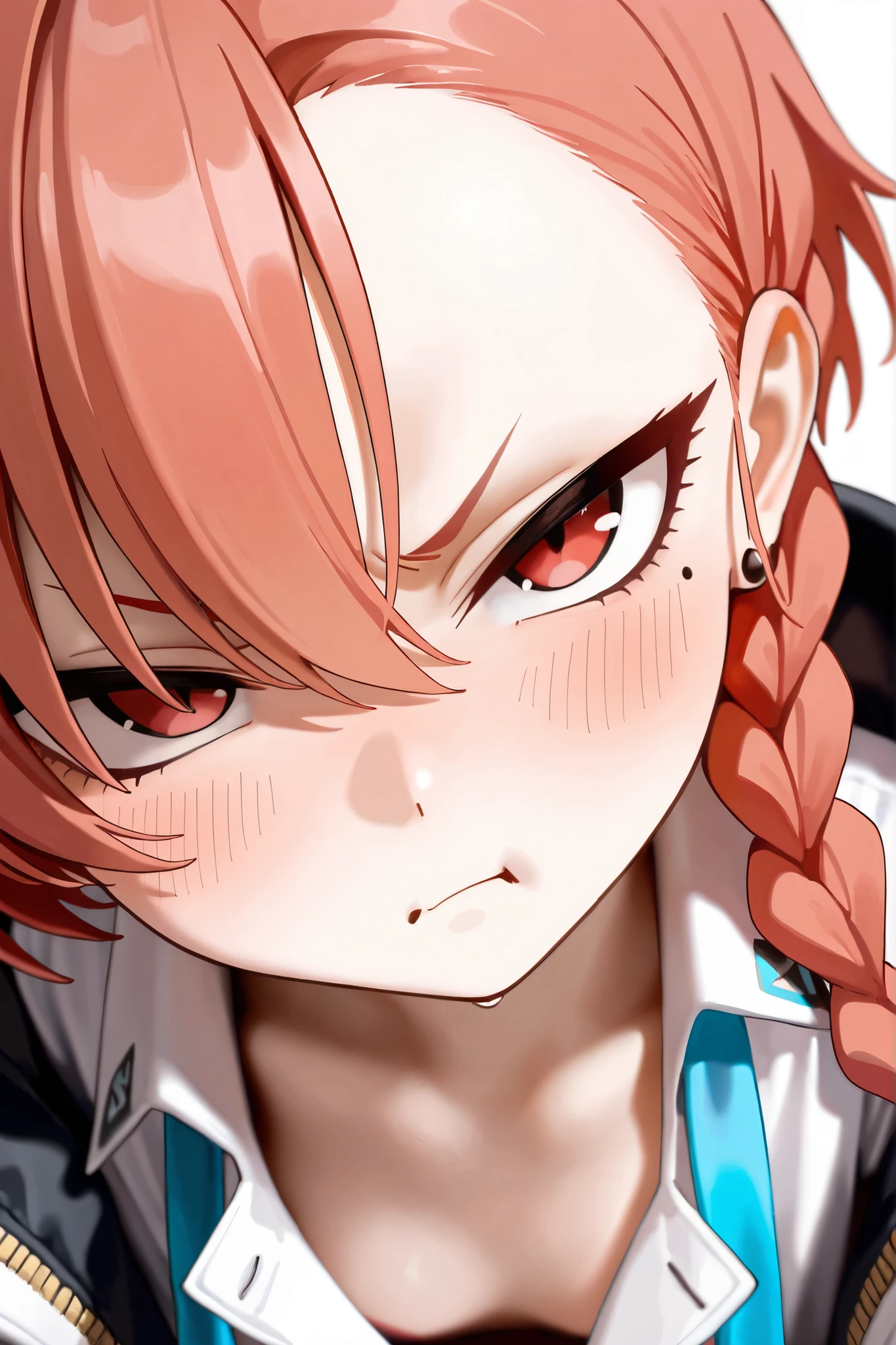 masterpiece, best quality, highres, 1girl halloween <lora:cosmo_halloween:1> claw pose, open mouth, white shirt