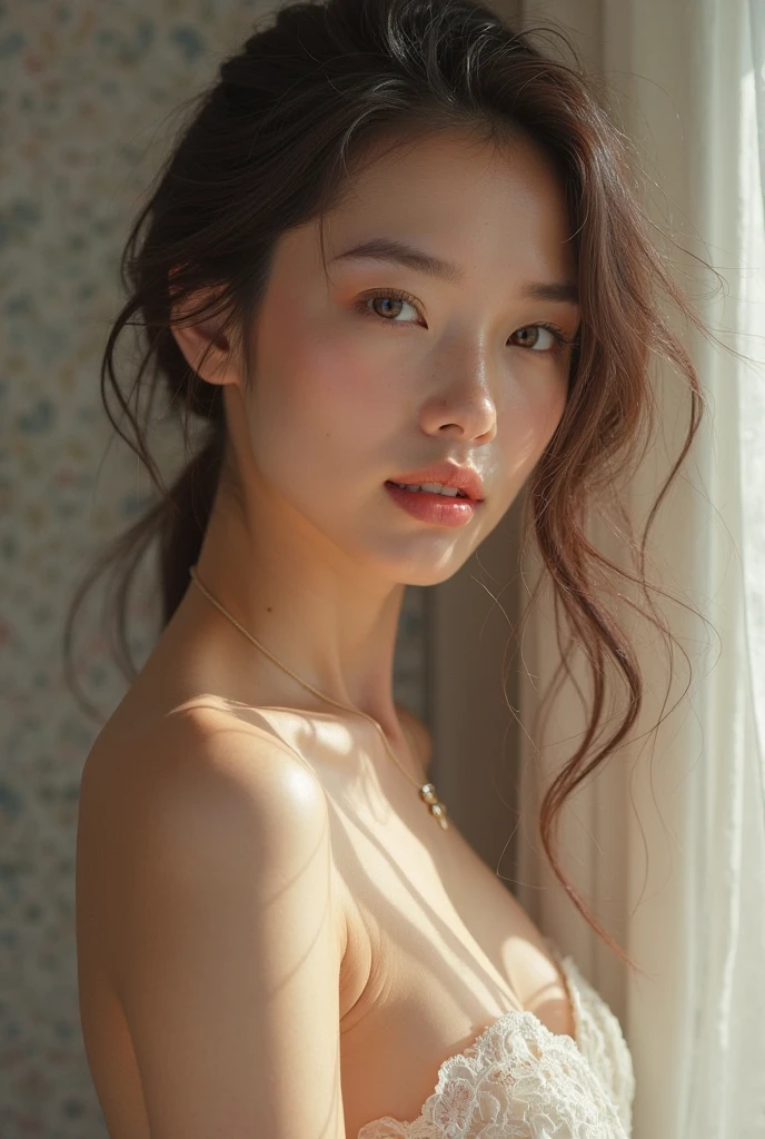 highest quality、masterpiece, ultra high resolution、(Photoreal:1.4)、RAW photo、1 girl、glowing skin、wet body、dramatic lighting, RAW photo, table top:1.3, Super high resolution:1.0, sharp focus:1.2, beautiful woman with perfect figure:1.4, thin abs:1.2, wet body:1.5, Highly detailed face and skin texture, fine eyes, double eyelid, perfect facial balance, Clean system, smile, Soft light in a beautiful studio, rim light, vivid details, surreal, fine and beautiful skin, realistic skin, rubber suit, beautiful face, Beautiful woman, high solution face, Soft texture
