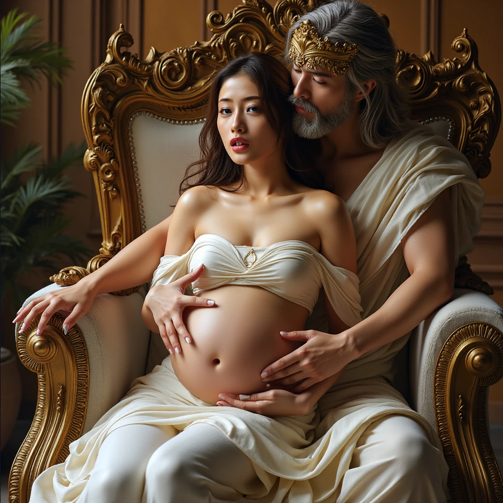 ((highest quality)), ((masterpiece)), (be familiar with), perfect face、Enchanted body、blonde、blue eyes、semi-long、princess、naked、earrings、necklace、wedding ring、bangles、pregnant woman、花wife、tribe、wife、love each other、hug a man、Female naked、Caster wheel、spouse、ornaments、ribbon、headband、men and women、sexual behavior、、age difference couple、Political marriage、Ugly old man、bald、obesity、Kings of the Middle Ages、wedding style