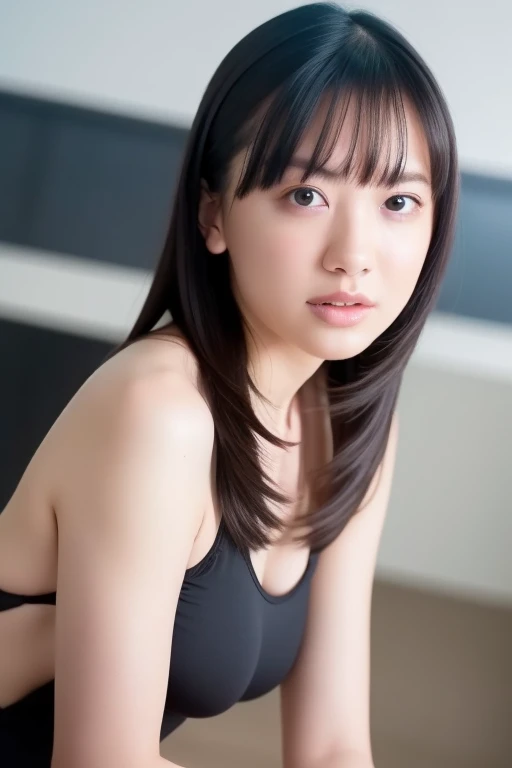 ((Upper Body:1.3)).Blown by the long wind [Blue-black:.3] hair,Looking at the audience, (Tabletop:1.3), (8K, Realistic, RAW Photos, Highest quality: 1.4), Japanese, (1 Girl), Beautiful Face, (Realistic face),{Wavy medium hair|Front hair long bob|short hair with long bangs}{Black hair|Brown hair|Blonde hair}, Beautiful hairstyle, Realistic eyes, Beautiful and beautiful eyes, (Realistic skin), Beautiful Skin, charm, Ultra-high resolution, Surreal, Very detailed, Golden Ratio,Female student、shame(Blushing:1.3),Upper Bodyは裸、Nipples sticking out
