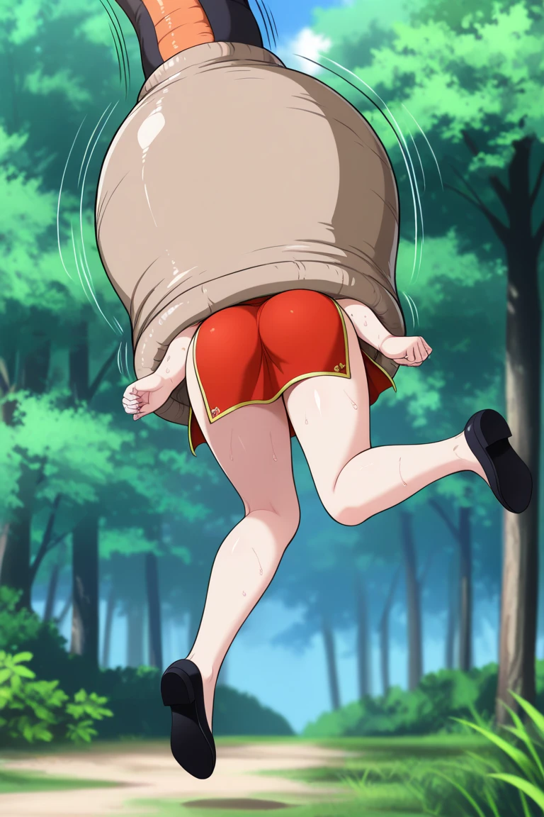 Komekko, child_, suspender skirt, cape, nature, forest, star hair ornament, red ribbon, black skirt, smile, blush, red eyes, suspenders, pleated skirt, blush stickers, 1boy, 1girl, ass, top down bottom up, arched back, head down, face down, closed eyes, angry, open mouth, tears, pussy juice, motion blur, motion lines, in motion, anal sex, bottomless, faceless male, naked male, naked,