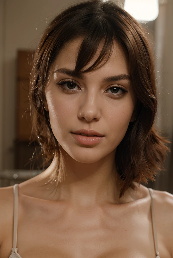 RAW photo, a 22-year-old-girl, upper body, (raecmbr-2650:0.9), (r4ec4mbr4:0.95), (1girl), (realistic), (photo-realistic:1.5), lipstick, (freckles:0.5), (short hair), multicolor hair, necklace, (RAW photo, 8k uhd, film grain), Sharp Eyeliner, Blush Eyeshadow With Thick Eyelashes, extremely delicate and beautiful, 8k, soft lighting, high quality, highres, sharp focus, extremely detailed, during the day, (sunlight on face), beautiful detailed eyes, extremely detailed eyes and face, masterpiece, cinematic lighting, (high detailed skin:1.2), 8k uhd, dslr, soft lighting, high quality, film grain, Fujifilm XT3