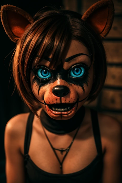 Five Nights at Freddy's Springtrap, masterpiece, fear, Dark atmosphere, Red Eyes, Detailed shadows, rot, simulation, Mechanical Abomination, rot, Full body view, Forest environment