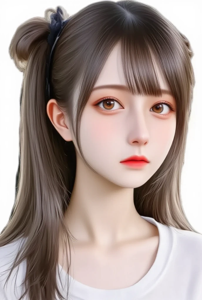 there is a young girl with long hair standing next to a man, anime girl in real life, cute natural anime face, realistic young anime girl, realistic anime 3 d style, white hime cut hairstyle, realistic anime, photorealistic anime, extremely cute anime girl face, semi realistic anime, lalisa manobal, kawaii realistic portrait, neat hair with bangs