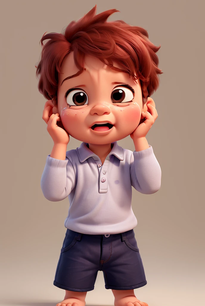 5 year old boy in light blue shirt, short turquoise blue lowered , teaching pee diaper ,in a diaper, peeing ((incontinence)) ,Pee runs down the child&#39;s legs.