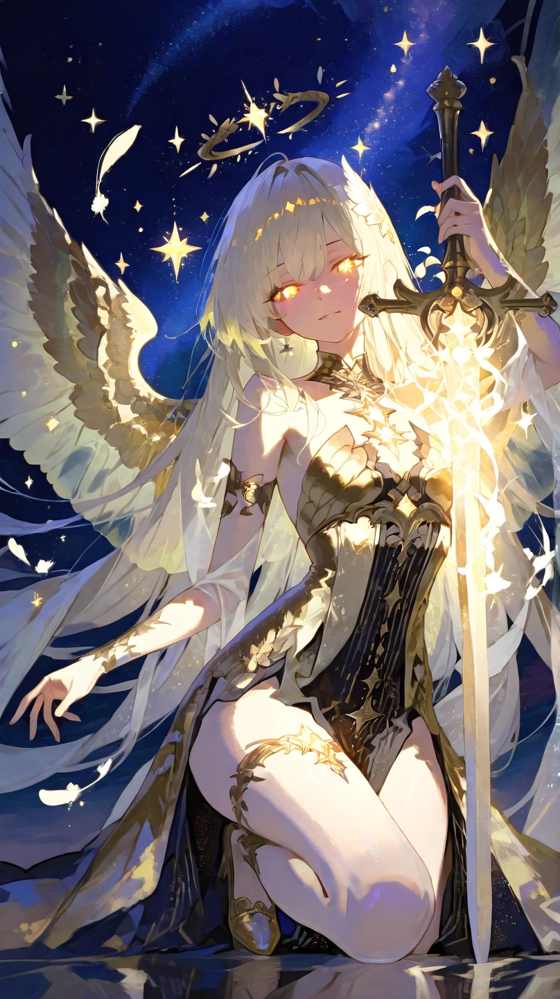 ((best quality)), ((masterpiece)), (detailed), 1girl, Character design, female, dynamic poses, long white grey hair, grey white eyes, very skinny, detailed, best quality, no accesoires around the neck, no shoes, prominent collarbones, skinny arms, flat stomach, visible hip bones, full body, blank white background, plain background, white background, red and white clothing, Bloodborne inspired, occult aesthetic, occult, detailed and intricate steampunk and detailed gothic, NSFW, Very dramatic and cinematic lighting, cosmic horror, grim-dark, side-lighting, perfect face, NSFW, Fluttering lace flared long knee length dress with frilly petticoats, knee length dress, pleated petticoats, petticoats gothic, complex lace boots, side-lighting, gothic aesthetic, wielding a mighty sword with mechanical components, mandalas, small breasts, a fairy, various different types of insect wings, NSFW, full body, whole body, body, plain background, white background, blank background, no background, white background NSFW, chains, full body, whole body, head-to-toe NSFW