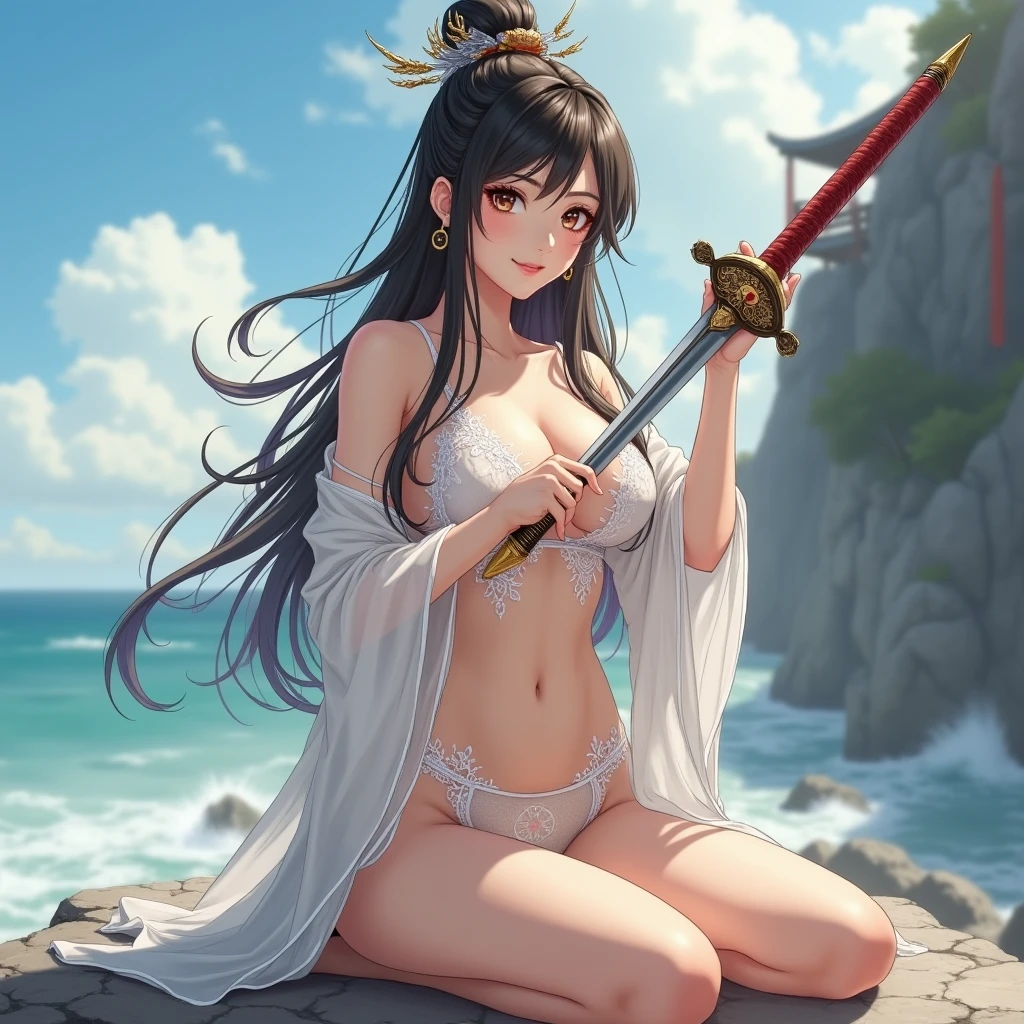 ((holding a knife in open hand:1)), (open both hands down)、 ((He has one small sword in each hand.......:1.5)), ((Under the moonlight、Soak up to your knees in a lake with a waterfall:1.5)), A picturesque waterfall flowing behind her、((fullnude:1.5)), ((Beautiful woman holding a machete in her hand:1.5))), ((Waterfall in a very dark forest:1)), ((Bathed in moonlight from behind:1)), ((Moonlit Falls))、((fullnude:1)), ((Beautiful naked woman waist-deep in a pool at the base of a Japanese waterfall))),((beautiful woman standing in the middle of the pond:1)),((Beautiful naked woman in a beautiful pool at the foot of a waterfall)), ((Sharp bewitching eyes))、((Obscene atmosphere))、pale skin、(Nipple bumps:1), (((1 girl in:1))), ((pale skin))、Melancholy beautiful face、Beautiful expression、Sexy face、Nipple bumps, (((Lower breast)))、(((Beautiful breasts ))), Beautiful 、Super fine face、Delicat eyes、(Double eyelids)、 (((1 Japan Woman:1)))、 Beautie, 20yr old,