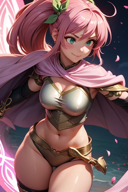 1 adult,25 years old,(The female paladin is surrounded and attacked by 3 goblins),(Eros Fairy),((Ornate Paladin Armor,Arm guards,Leggings,Holding a dagger and a small shield)),dynamic poses,Dynamic angle,cave,(Kneeling weakly),(cry,angry),navel,Big breasts,(Gorgeous necklace,jewelry, bracelet)