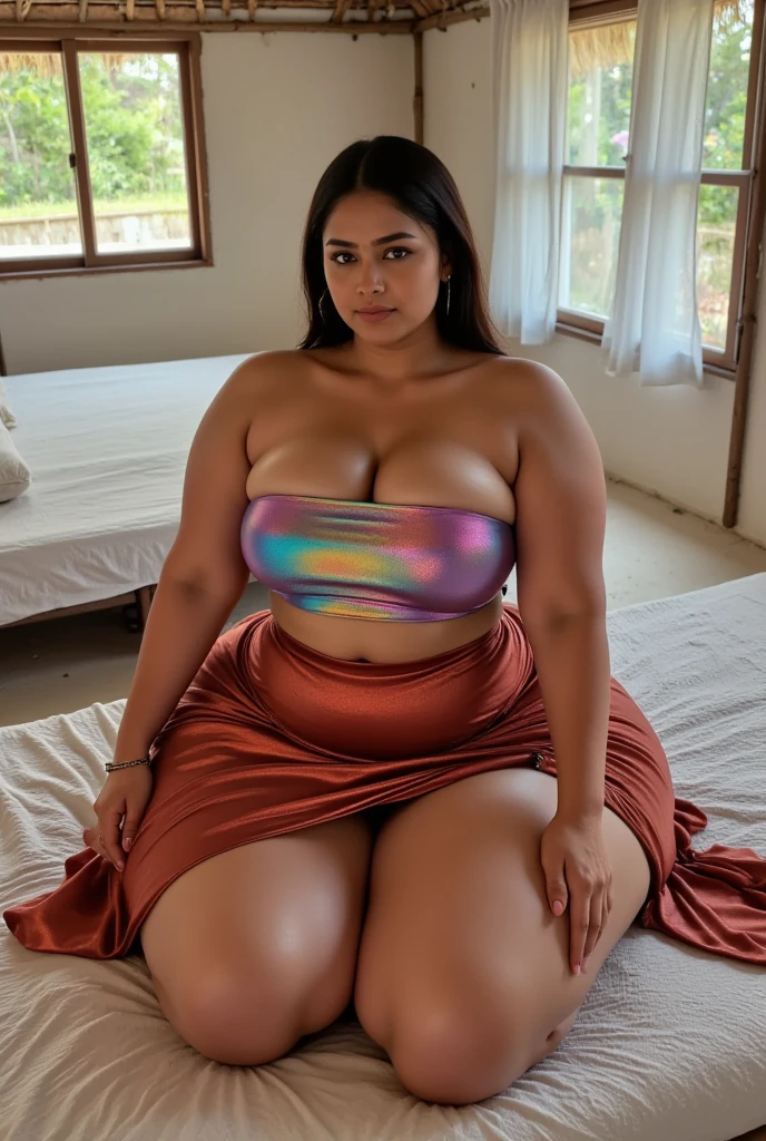 Day scene, full body photo of a plus sized 45 year old indian with a man from top view, (Masterpiece, Best Quality, High Resolution), office Background, (cum Splash on her breasts and face, cum Splash on her face, Splash of cum, cum Splash on her blouse, cum Splash on her eys), Sweet 25 year old South indian women sitting on a office chair with a man, hour glass body red lips, gray colour silky gown, lightly makeup,ultra realistic, realistic, look at viewer (cinematic:1.3), intricate details, 