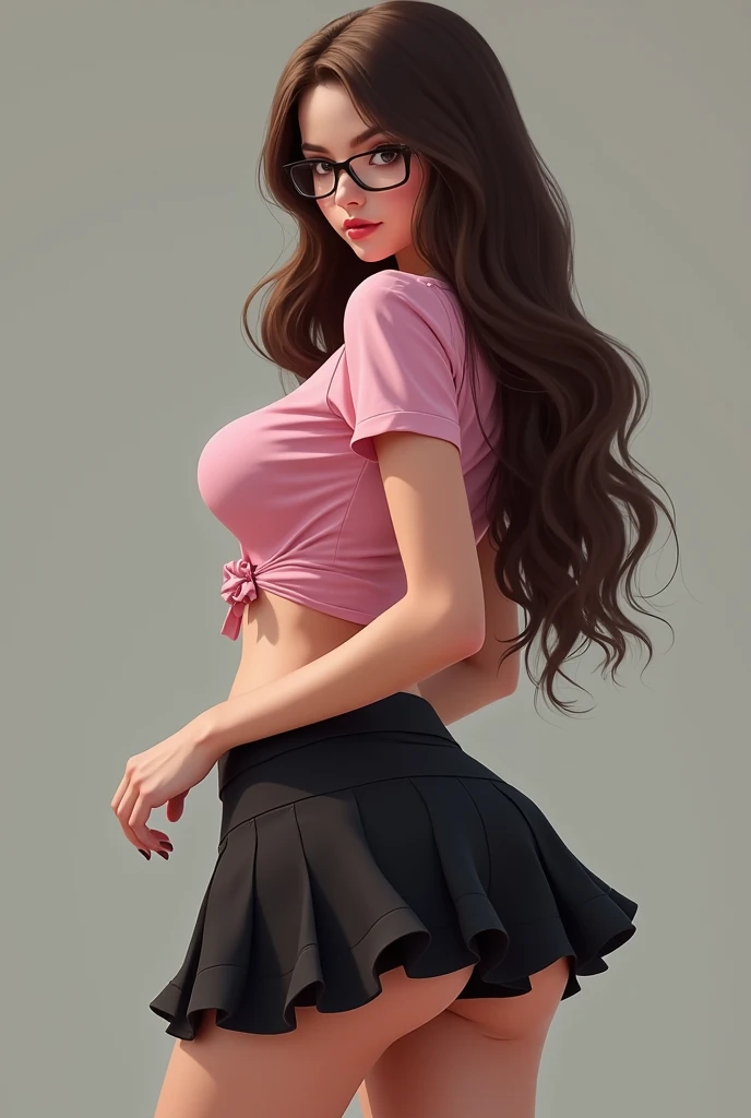 (Tabletop, Highest quality, High resolution, , Pixel perfect, 4K,), 1 Girl, single, alone, Beautiful woman、I could see the whole body、 ((Wavy mid-length hair, bangs, Brown Hair)), ((Brown eyes, Beautiful eyelashes, Realistic eyes)), ((Detailed face, blush:1.2)), ((Smooth texture:0.75, Realistic texture:0.65, Realistic:1.1, Anime CG Style)), Medium Chest, Dynamic Angle, Perfect body, ((, female teacher, , Earrings、necklace、Pink tank top、Beige flared skirt、No underwear、White knee-high stockings、、、A shy smile)), Excellent、、、evening、、Bring your arms together to emphasize your chest、Leaning forward、Angle from below)、penis