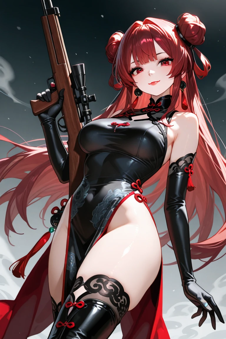 Fighting nuns。Chainsaw in hand。Yandere Face。A smile。bodystocking。The navel is visible。red eyes。sharp claws。sexy