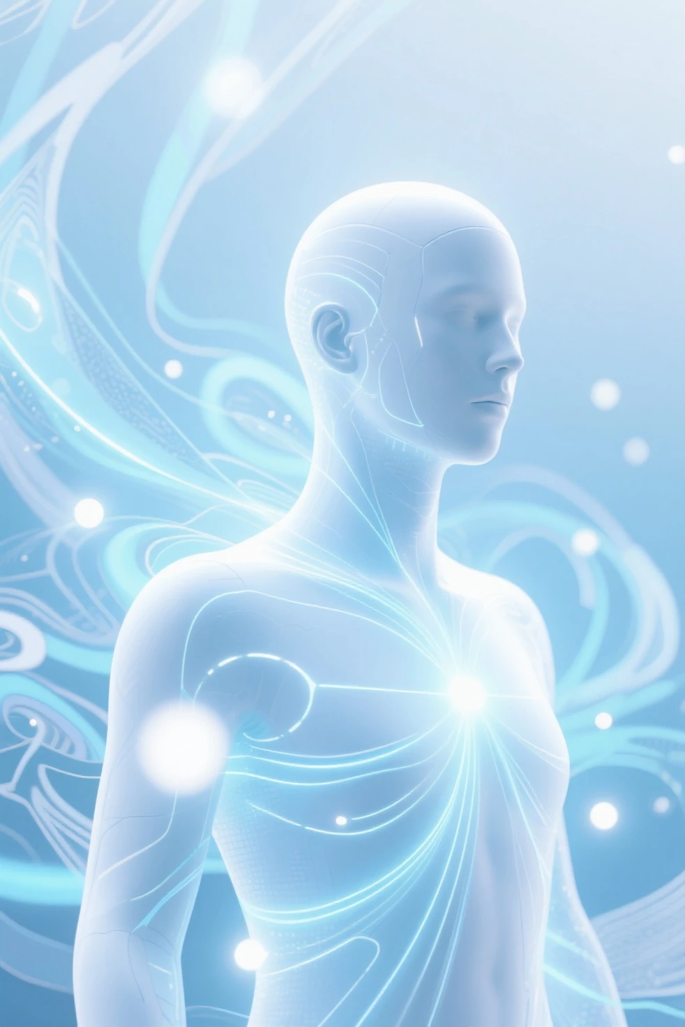 A body made of water, a crystal-clear person, the light passes through the body, and the objects behind the body can be seen from the front