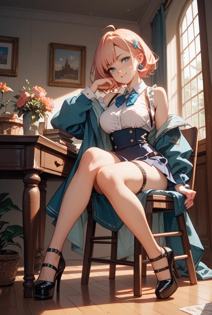 1 cute petite girl, sitting, idol, old castle, masterpiece in detail, digital illustration award winner, best masterpiece ever, biggest famous scene in life, fantastic professional direction, fashion model posing