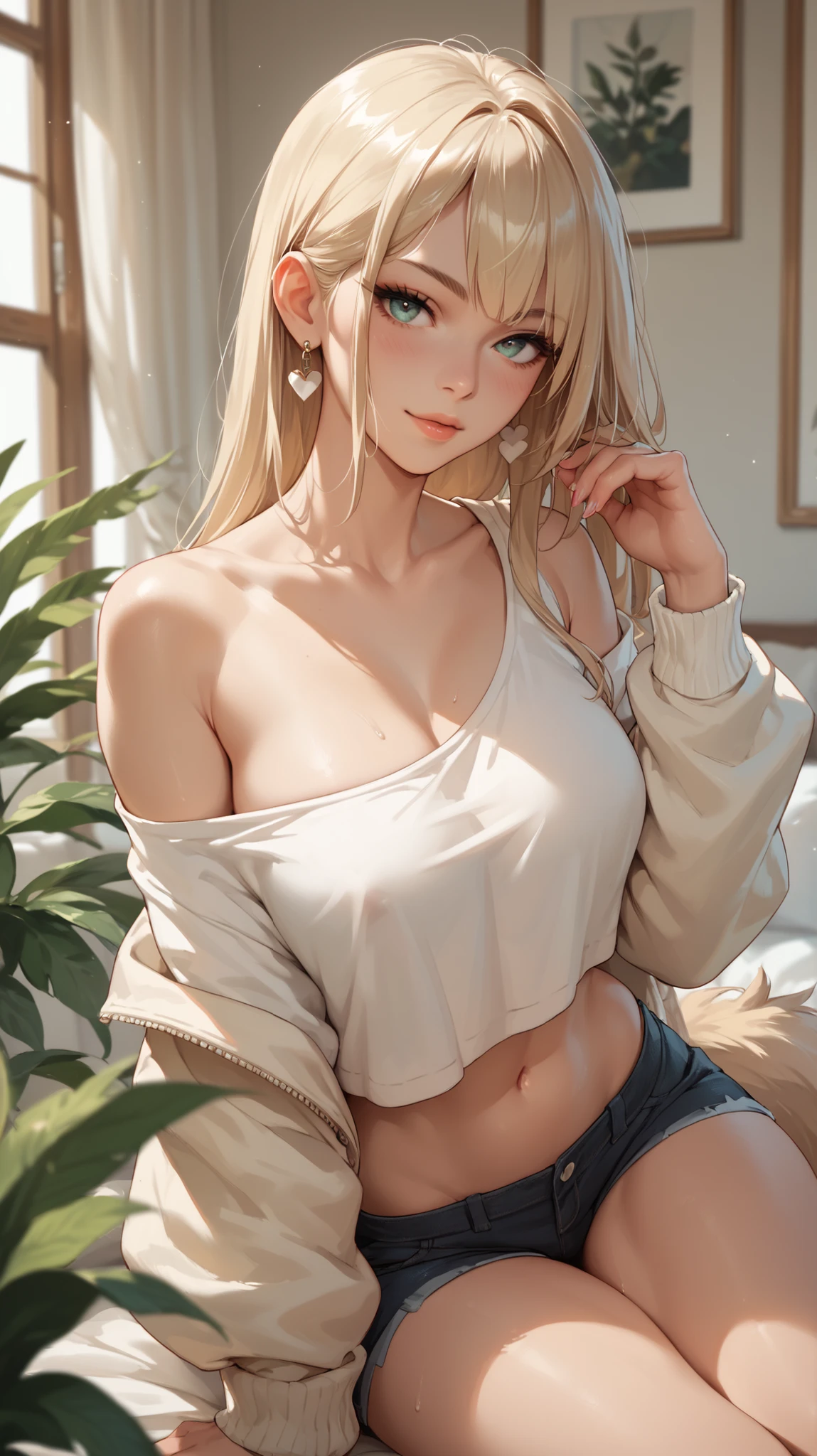 off shoulder top girl fur