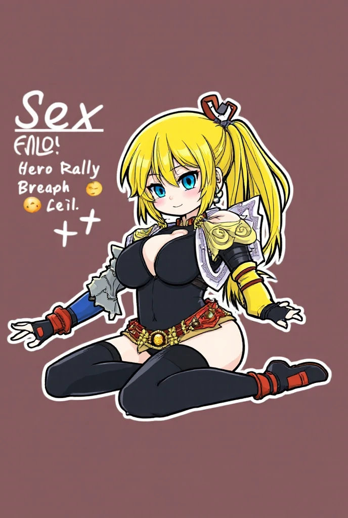 Female、clementine&#39;deformation、fold both arms、Crazy Eyeouth closed、Anime Drawings、Cute、Blonde Hair、Deformation、Female Adventurer、Breast plate、Draw a dot in the center、Lolita-like