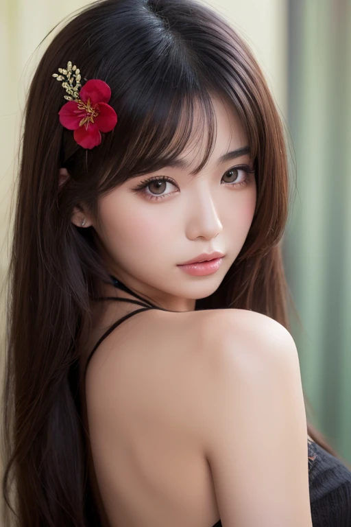 (Emo art:1.6), masterpiece, 4K, Bokeh, high school girl, Beautiful Face,  (Cat ear:1.3), (Red Long Hair:1.6) , (Japanese Idols:1.6), Blushed, (Red maid costume :1.4), Looking at the audience, close, 
 (Red Background :1.4), ( A wall of lots of red roses:1.6)