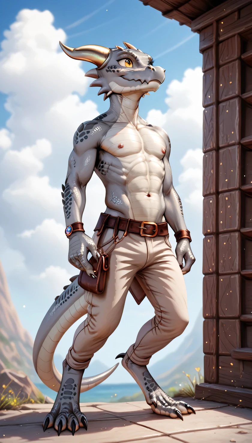 solo male, gray skin, grey scales, (((Kobold)), (detailed kobold)), yellow eyes, toned, skinny, wearing wizard rode, xamanic, character design,