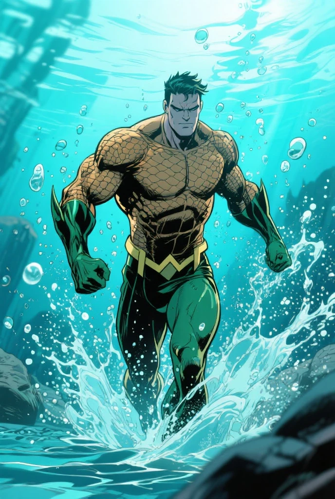 handsome man covered in dark green fish scales, exposing his chest, dark hair, brown hair, muscular, merman, attractive, 8k, masterpiece
