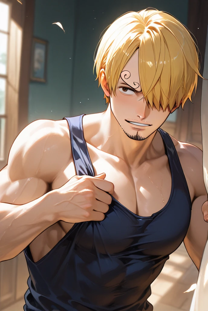 ((best quality)), ((masterpiece)), (detailed), perfect face, Len, Vocaloid, ponytail, short, muscle, muscular, ripped, shredded, jacked, swole, 8 pack, v line, twunk, big arms, veiny arms, big pecs, alpha, alpha male, athletic, jock, veiny arms, veiny muscle, massive muscles, gigantic muscles, dark skin, darkened skin, athlete, working out, sweaty, gasping, wet, shirtless, flexing, gym rat, sexy, shorts, massive bulge, cocky, hot, pin up, showing off, smirk, slutty, slut, erotic, gay, strong, boxers, underwear, massive bulge, huge package, big crotch
