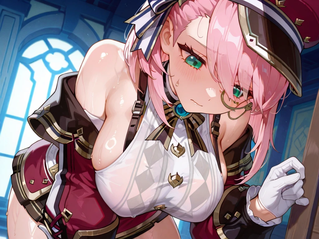 Tabletop, Highest quality, High resolution, Frowning,, One Girl, Trojan horse, rubbing the crotch, Thought-provoking liquid, shibari,(Pink Hair、Huge boobs、first round、Scapula、Crop top、bracelet、Bracelet、Pelvic Curtain、anklet、Sandals、Shoulder and Wrist)、 Tabletop, Highest quality, Very detailed、(fold your hands behind your back:1.5)、Hmph, Large Breasts, Focus on women, whole body, juice, Sweat, (Straddling a Trojan horse:1.3)、Glare、the scream is open)、 cobblestone floor, indoor,solo、Camel Toe、Giant tit、Nipple Puffs、Cleavage、Plump、Super big breasts、Super big butt、Bubble butt