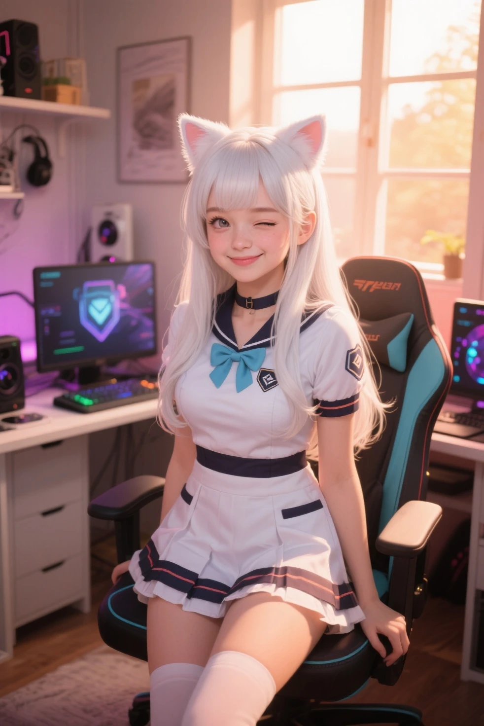 Hot, busty, big , anime girl, catgirl, long hair, hot, sexy
