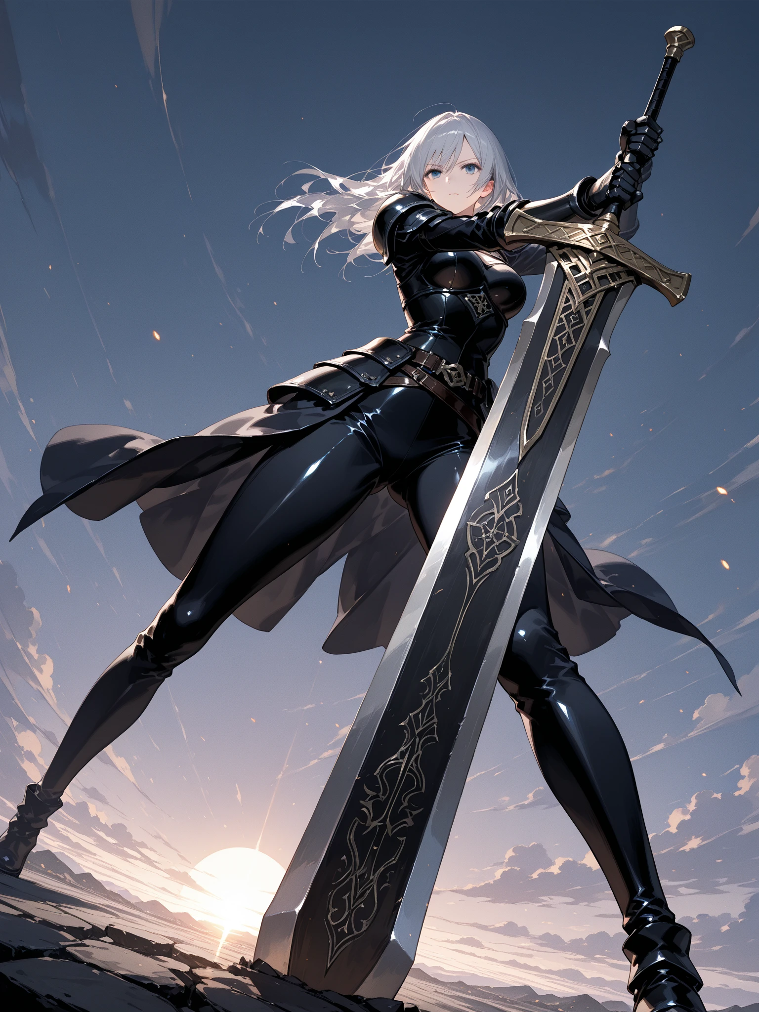 ((masterpiece, Highest quality)), (((very Long Hair、Straight Hair)))、(((custom combat suit)))、masterpiece, Super detailed, 8K Portrait, RAW Photos, Female portrait photography, whole body, 非常にDetailed face, ((Fantasy)), ((())), ((Girl)), , Detailed face, Character design sheet, Full Body Lesbian, Full of details, Various poses and expressions, Very detailed, depth, Many parts,美しいパラディンのGirl,Pure Black,Fantasyスタイル,Holding a shield,Very beautiful,High Balance, Natural light, race,raceパンスト,(((hime style,straight hair,hime cut,blunted bangs,draped hair)))、Hyper Detail Hair, Super detailedな目, Hyper detailing of thin eyebrows, Ultra-high density eyelashes、Sword Art、Combat Ready、Medieval muskets、