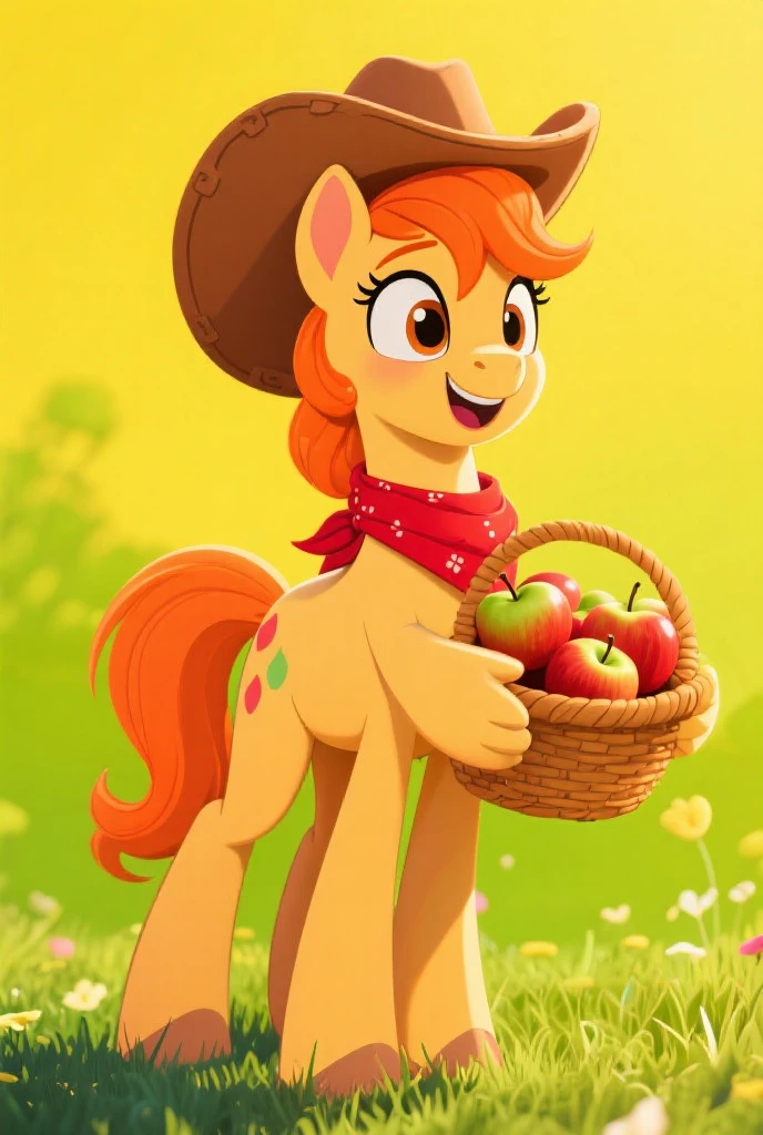 score_9, score_8_up, score_7_up, score_6_up, the feral pony with a bright red mane and a big pink bow, and Applejack, the feral pony wearing a cowboy hat, are sitting against a tree, holding an apple.  a picturesque apple orchard set against a backdrop of a red barn and clouds in the sky.