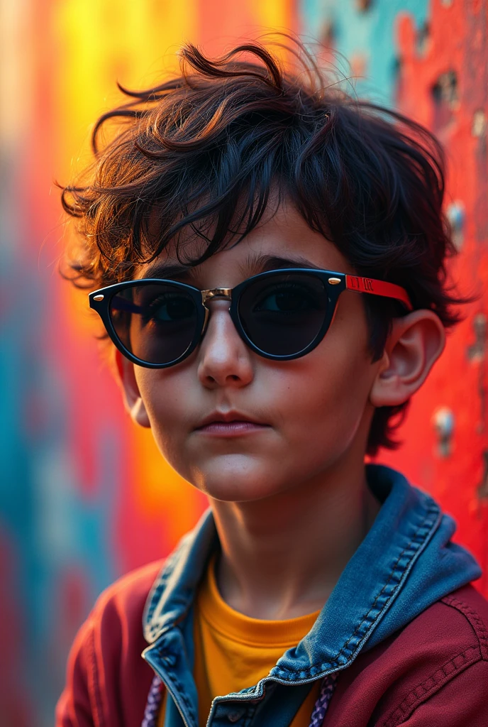 Cartoon sunglasses boy stick figures