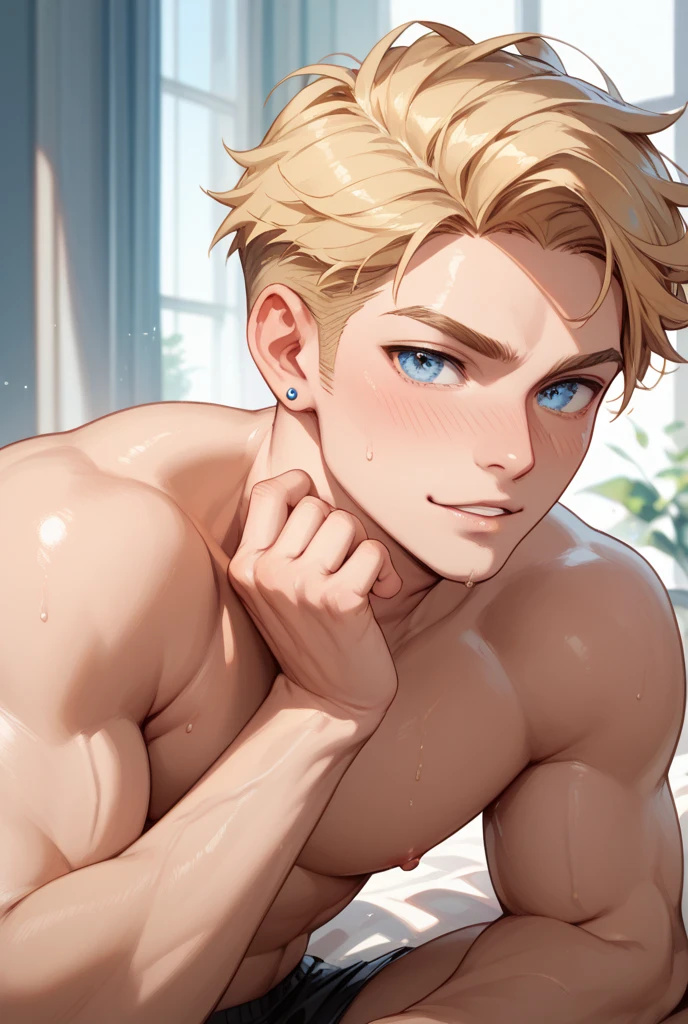 best quality, masterpiece, extremely detailed, close up of handsome muscular man with medium length curtain bangs, holds another man's an erect penis against his cheek, sexy, gay homoerotic, dark cinematic lighting, extremely dramatic shadows, romantic atmosphere, best view, best pov, perfection, no watermark, no logo, no signature