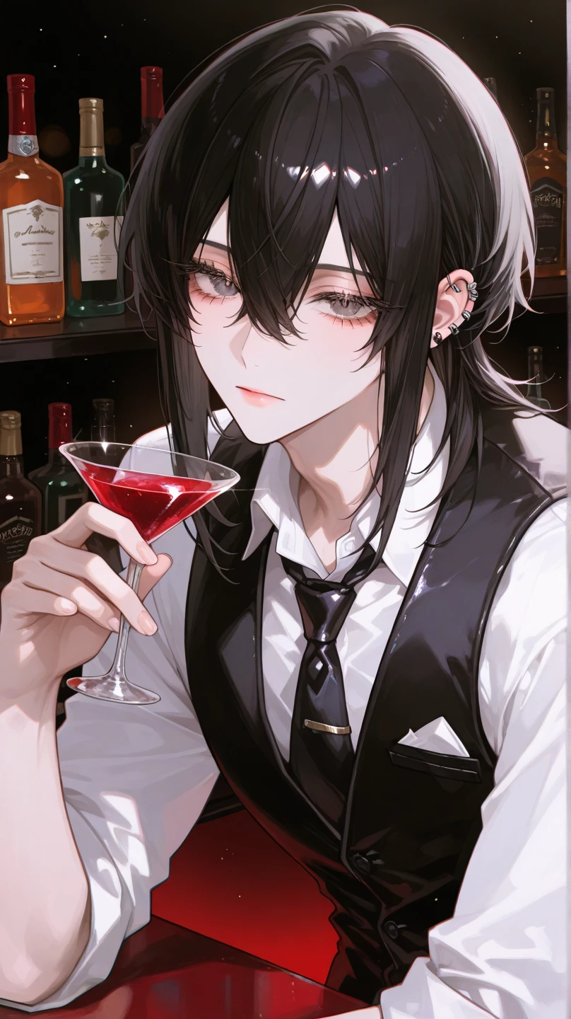 Boy Anime with black hair and black eyes wearing suspenders, anime moe art style, young anime man, eat and drink, handsome anime man, beautiful anime pose, Boy Anime, boy has short black hair, anime portrait of a handsome man, a handsome man，black short hair, male anime character, Ilya Kuvshinov with long hair, male anime style