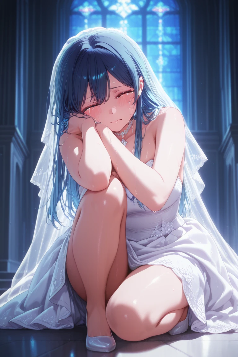 {artoria pendragon_fate ubw:1.15},(((black hair:1.5))), ((beautiful dark blue_eyes:1.5)), , ((Strong light )) , ((1 very tall girl:1.6)),, alone,((very surprised eyes:1.7)), hair between eyes,,, bare shoulders,, cleavage, thighhighs, ((( very long straight hair:1.5 ))), ((torn wet white camisole, see-through:1.8)) , beautiful light, , close up face:0.2, detail navel , detail thin thigs, , ((sitting on dark blue liquid:1.8)), ((Legs trembling)),
trouble eyebrow, ((wet white panties:1.7)) , nsfw,(ecstasy:1.8) ,(slut:1.6),(vulgarity:1.7),(fucked silly:1.8),(steam:1.5),(wet:1.5),(trembling:1.5),(((Twisting the body:1.8))) ,(drooling:0.6),(sweat:1.5),closed mouth:0.8, wince,(orgasm:1.7), trembling:1.8, beautiful upper body, Beautiful body, beautiful character design, perfect eyes, Perfect face, expressive eyes, Turning the face side to side,(church:1.5),in the center of the image, official art,High Definition CG Unity, Perfect lit, bright_front_face_lit, ,(Highest_quality:1.0),4k,Super detailed, photograph, 8K, nffsw, High resolution, absurd:1.2, kodak portrait 400, film grain, Lens flare, (lively_color:1.2) (beautiful,small breasts:1.4), (beautiful_face:1.3),(narrow_waist),((blush)), ((detail nipple)),,saber, dress, pony tail
