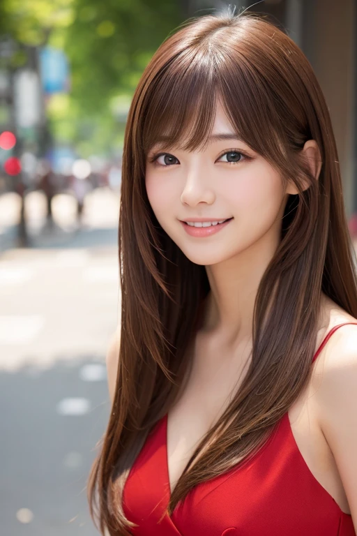 masutepiece, Best Quality, Illustration, Ultra-detailed, finely detail, hight resolution, 8K Wallpaper, Perfect dynamic composition, Beautiful detailed eyes, doress,Medium Hair, mid-chest, Natural Color Lip, Random and sexy poses,Smile,Osaka,20 years girl,Cute