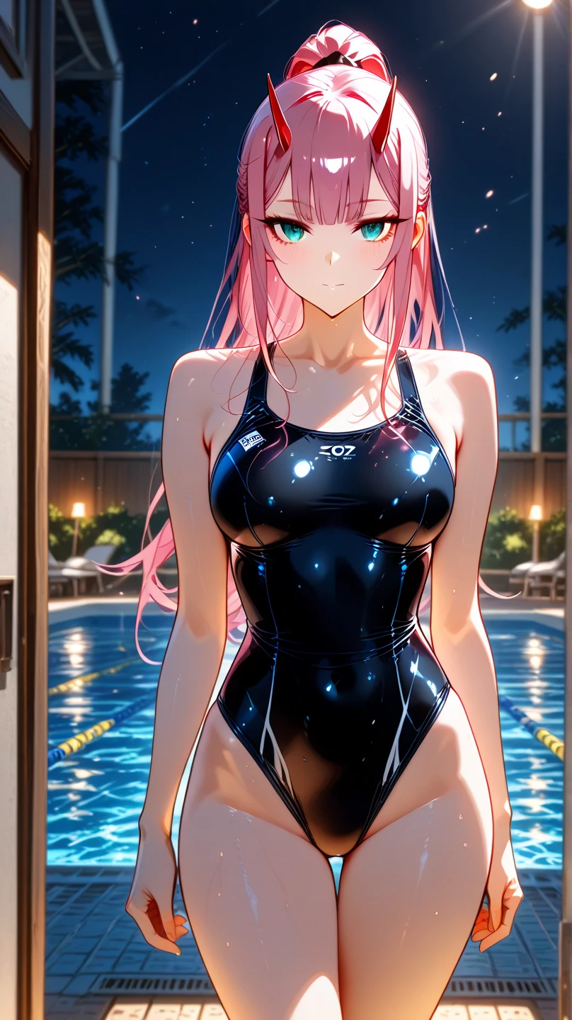 ((unity 16k wallpaper, masterpiece, best quality, ultra-detailed, extremely detailed CG, caustics, cinematic lighting, detailed, beautiful detailed eyes)), ultra high resolution, fine skin, (cute: 1.2), ( 15 year old girl), (old school swimsuit: 1.6)), summer background, ((writing background))