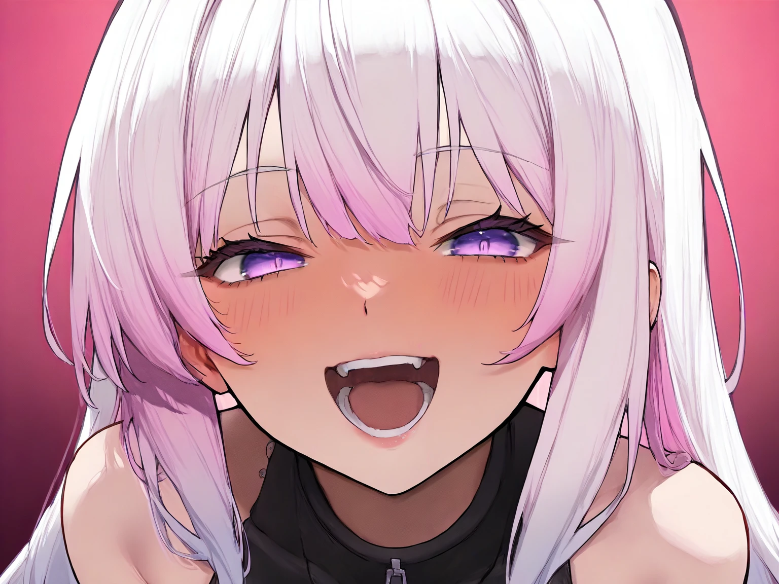 White of the eyes、Muscular々、Teenage male android、、Sticking out tongue、Trance