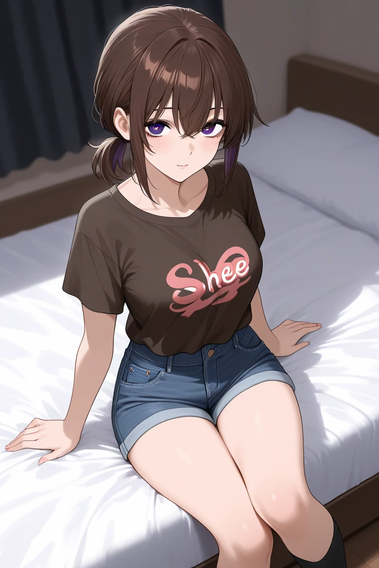 uncensored,(((quadruple amputee))),(((human-onahole:1.5))), (((legsless, armsless:1.7))),(best quality, masterpiece1.2), 1girl, blush, woman, sexy, detailed, extreme detail, 4k,huge breasts BREAK anime style, source anime,sitting on bed, bedroom,white t shirt, black panties,uzaki hana,smile,side view,high angle,relaxed,