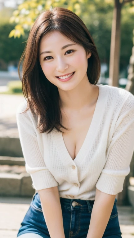 Japanese ),((beautiful girl)),cleavage,An expression that imagines something pleasant:1.2,(perfect body beauty:1.2),((perfect body)),(shy smile),beautiful teeth,