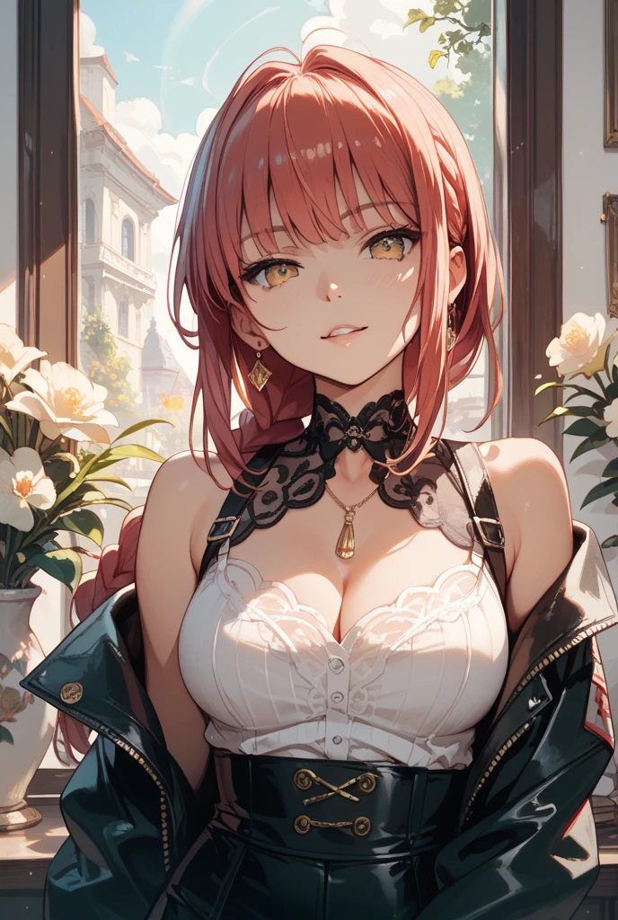 , <lora:BodyconDress-V3a:1> dress, bodycon dress, cleavage, large breasts,, ultra detailed, masterpiece, best quality, aesthetic, detailed,, solo, seductive smile, red lips,
1girl, purple eyes, red hair, blunt bangs, medium breasts, <lora:hair_rings:1> low hair rings, <lora:EllaNyan:1>,