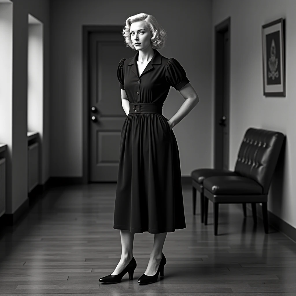 Full body portrait of Betty Seite, allein (im kurzen Matrosen-Outfit, 1940er Jahre, sehr detailiert: 1.5), (fein detailliertes Gesicht, 1.5 Zoll), (1940er Jahre hairstyle with a high pompadour: 1.5 Zoll), (Slim body, Lush, Small hips: 1.8), (an eine Barre gelehnt: 1.5 Zoll), (in einem dunklen, old big band bar from the 1940er Jahre: 1.4 Zoll), (sanfte Studiobeleuchtung, volumetrische Schatten), JCH Street Pan-Film, ISO 100.
Betty Seite,