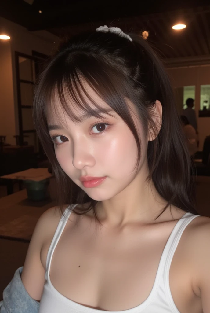 best qualityer, bountiful breasts, nipple piercing marked on blouse