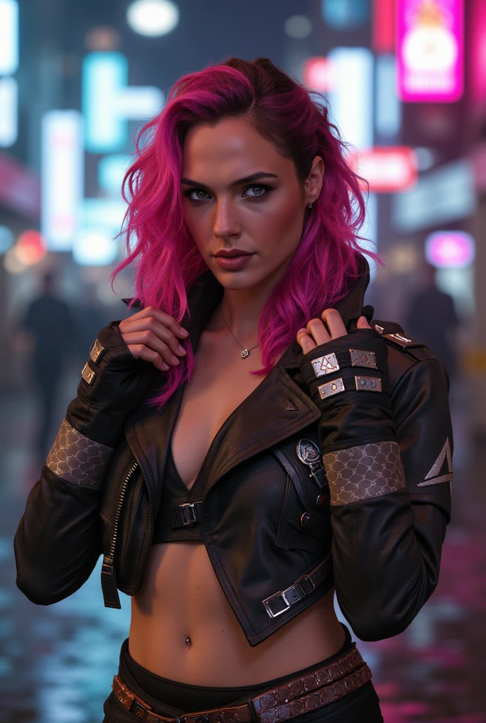 ((sfw)), photograph of litsinora, ((face and [bust] portrait)) of a naturally beautiful and stunning cyberpunk hacker babe, wearing a (detailed) and [colorful] jacket, (natural skin texture, highly detailed face and eyes), cyberpunk aesthetic, best quality, masterpiece, 4k, absurdres, by arny freytag,