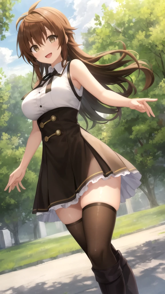 (masterpiece、highest quality、High resolution、Realistic photo、Real looking skin:1.1)、
(Women lift their skirts and take off their panties々I am showing it to:1.8)、
(standing:1.8)、
(Provocative, grinning expression:1.5),
(She is wearing a white long-sleeved off-the-shoulder knit top:1.8)、
(She is wearing a grey pleated mini skirt.:1.8)、
(I'm wearing black mid-length boots:1.8)、
(The panties are made of black lace with a pattern.:1.5)、
(She has long brown hair.:1.5)、
(The location is the grassy area of Spring Park.:1.5)、
1 Japanese Girl、solo、Full Body Esbian、Beautiful Eyes、Shining Eyes、Shining thighs、NSFW