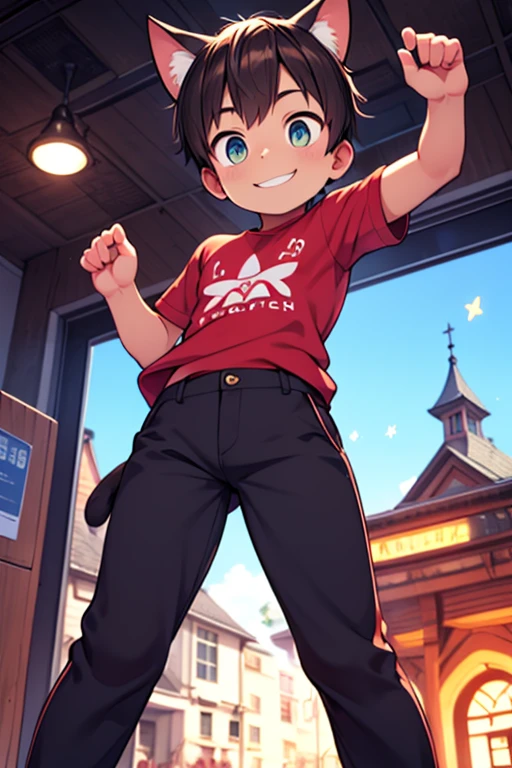 (Highest quality), (masterpiece), (Very detailed), male、Like the reincarnation of the Nike of Samothrace、Japanese、28 years old、Round face、plump buttocks、hoodie、Shorts、A friendly expression on this face、Tokyo Disneyland、Cinderella Castle、Reaching out my hand to hold yours