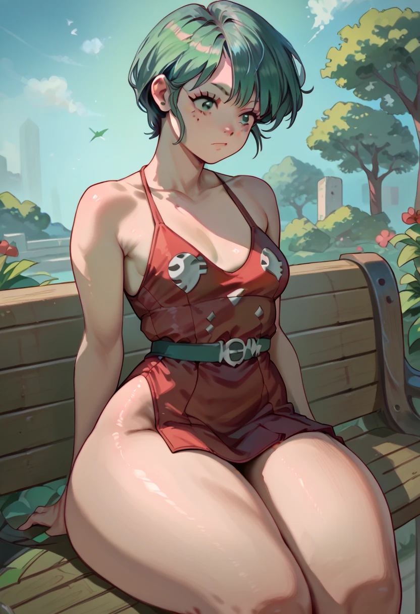 Nerdy girl with glasses and pink swimsuit., On the beach in the background, with umbrella, short black hair, detailed face, big breasts, sitting with feet in the sand, showing your plants in the sand, high quality, high resolution