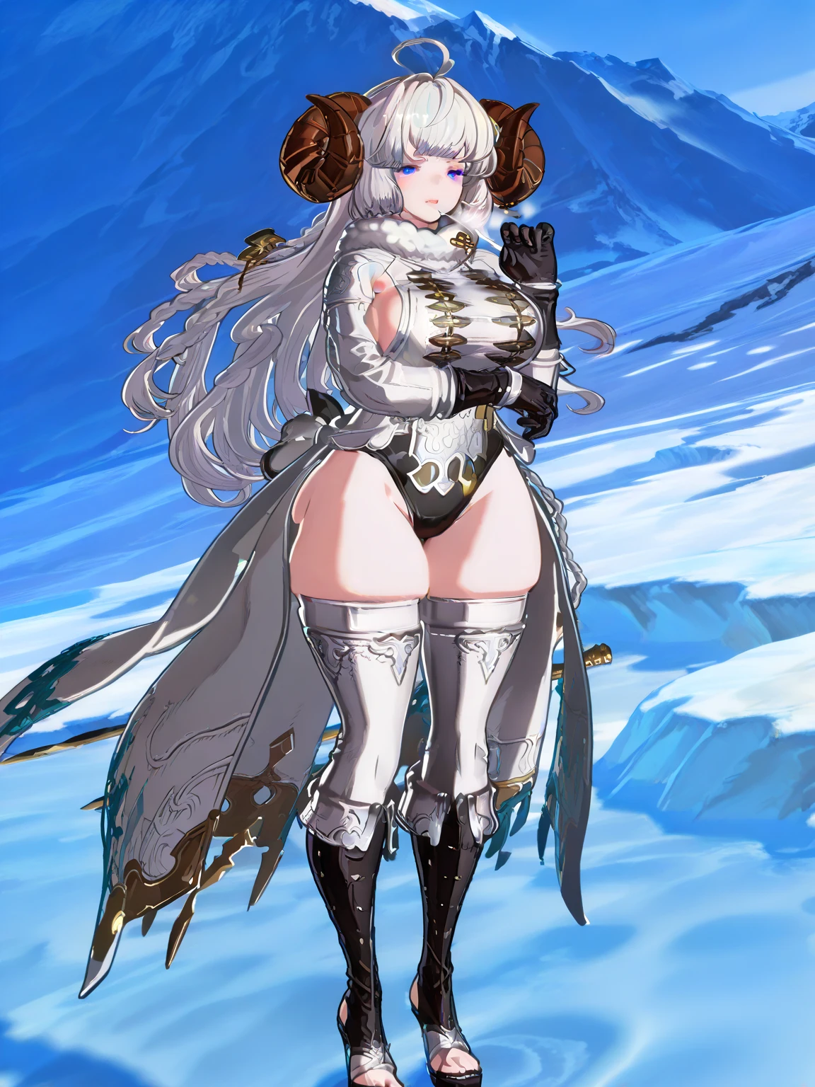 (masterpiece), best quality, expressive eyes, perfect face, 1 male, (fat), solo, Full body, precise proportions, femboy, trap, bulge, flat chest, androgenous, girly boy, chubby, large stomach, huge stomach, big belly, belly, white hair, curly hair, fluffy hair, hair bangs covering one side of the face, long hair, blue eyes, flat chested, thick thighs, standing, huge ass, wide hips, tall. --auto