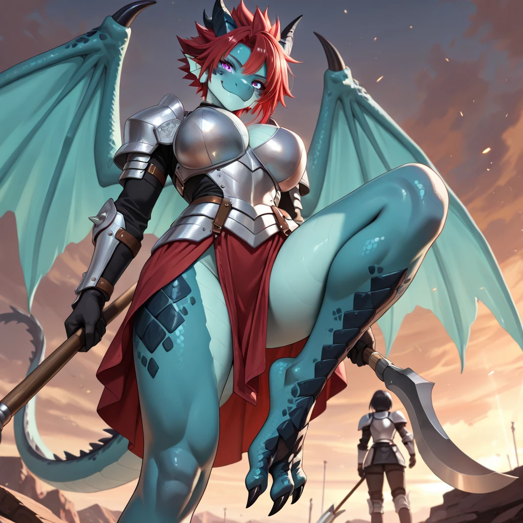 (best quality,4k,8k, highres, masterpiece:1.2), (furry; anthro Dragon), small breasts, well-toned abs, large mechanical dragon wings, ultra-detailed, lewd pose, ((excited smile)), sexy, detailed eyes and face, long eyelashes, steampunk clothes, vibrant colors, green eyes, orange fur