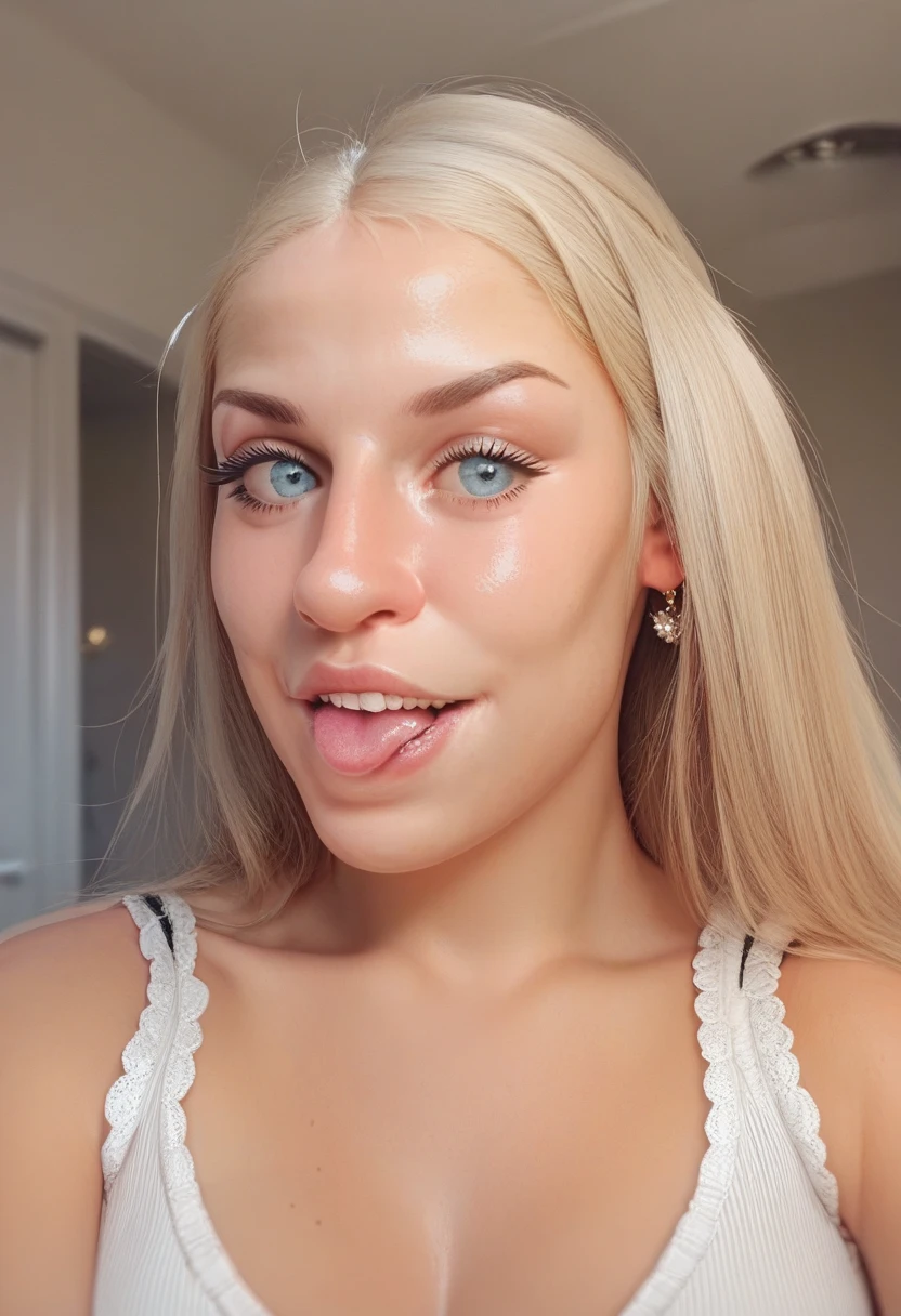 crée moi une photo d’une belle fille denviron 19ans, en etant un peu nue