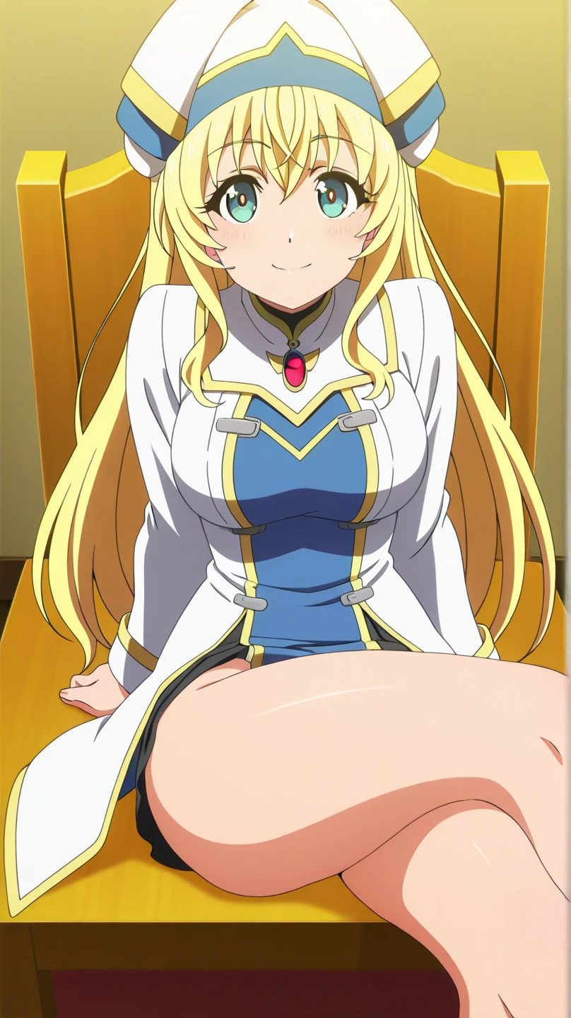 Long Hair, , Blonde, (Red eyes:1.2), Knee socks, very Long Hair, Ahoge, 弓tie, Hair Bun, white ニーソック blue 弓tie, cone Hair Bun, View your viewers, smile, Mouth closed, Outdoor, Highly detailed face, Perfect lighting, (Perfect hands, Perfect Anatomy), white Knee socks, , Spread your legs naked pregnancy Pregnant women Ahegao Bitch Inviting ejaculation No clothes